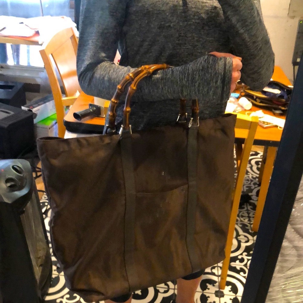 Gucci Brown Vintage Bamboo Handle Bag